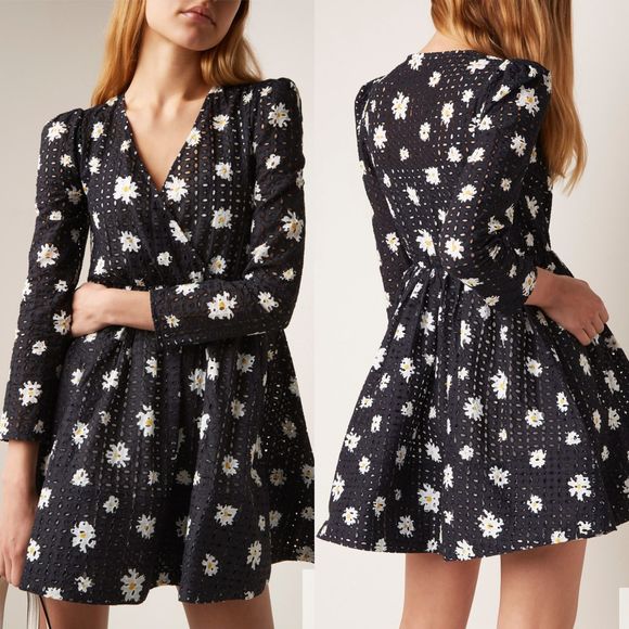 Maje Dresses & Skirts - Maje Rayom Floral Daisy Eyelet Fit & Flare Dress